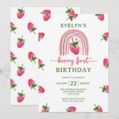 Aardbeienbes Eerste 1e Verjaardag Kaart (Voorkant / Achterkant)