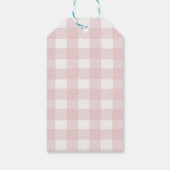 Aardbeienbes Eerste 1e verjaardag Pink Gingham Cadeaulabel (Achterkant)