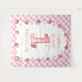 Aardbeienbes Eerste 1e Verjaardagsgolf Wandkleed (Voorkant (horizontaal))