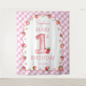 Aardbeienbes Eerste 1e Verjaardagsgolf Wandkleed (Voorkant)