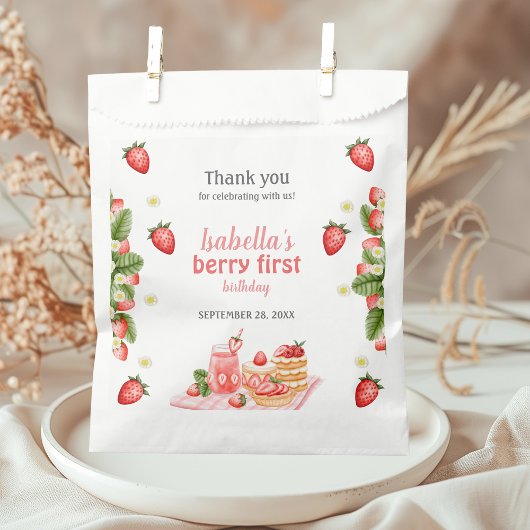 Aardbeienbes eerste bessen bedankzakje