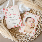 Aardbeienbes Eerste Boho Verjaardag Uitnodiging