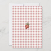  aardbeienbes eerste Gingham Verjaardag Kaart (Achterkant)