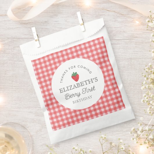 Aardbeienbes Eerste Picknick Verjaardag Bedankzakje (Geknipt)