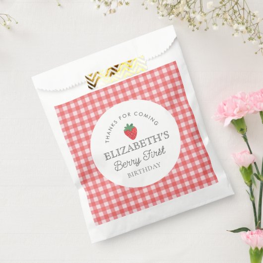 Aardbeienbes Eerste Picknick Verjaardag Bedankzakje (Gezegeld)