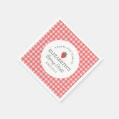 Aardbeienbes Eerste Picknick Verjaardag Servet (Hoek)