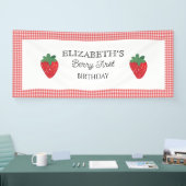 Aardbeienbes Eerste Picknick Verjaardag Spandoek (Beurs)