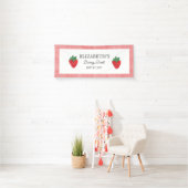 Aardbeienbes Eerste Picknick Verjaardag Spandoek (Insitu)