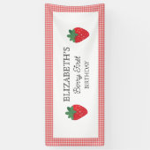 Aardbeienbes Eerste Picknick Verjaardag Spandoek (Verticaal)