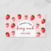 Aardbeienbes Eerste Verjaardag Bedankt Card Plaatskaartje (Voorkant)