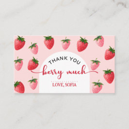 Aardbeienbes Eerste Verjaardag Bedankt Card Plaatskaartje