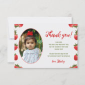 Aardbeienbes Eerste Verjaardag Retro Foto Bedankkaart (Voorkant)