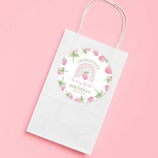 aardbeienbes eerste verjaardag ronde sticker