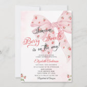 Aardbeienbes Sweet Schattige Pink Bow Baby shower Kaart (Voorkant)