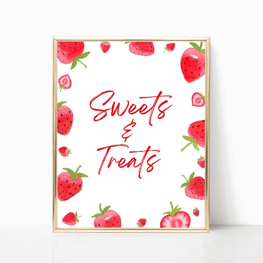 Aardbeienbes Sweet Sweets and Treats Sign Poster