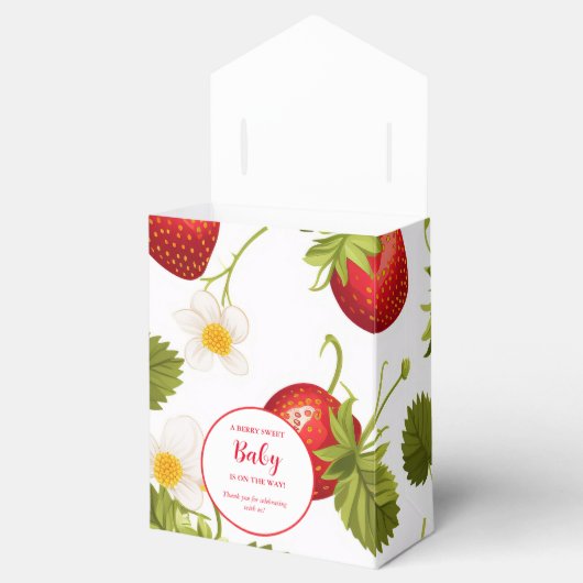 aardbeienbes-zoet Baby shower Bedankdoosjes (Geopend)