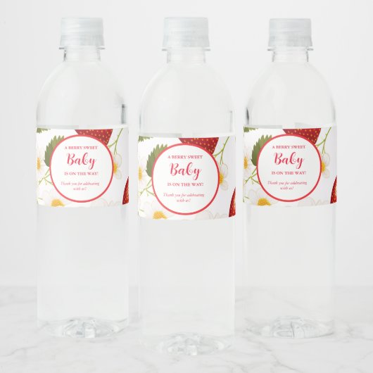 aardbeienbes-zoet Baby shower Waterfles Etiket (Flessen)