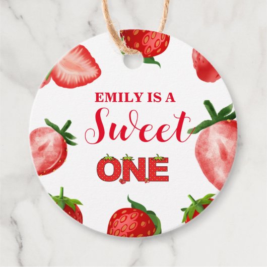 Aardbeienbes Zoete Verjaardag| Berry First Bedankjes Labels (Voorkant)