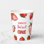 Aardbeienbes Zoete Verjaardag| Berry First Papieren Bekers (Achterkant)