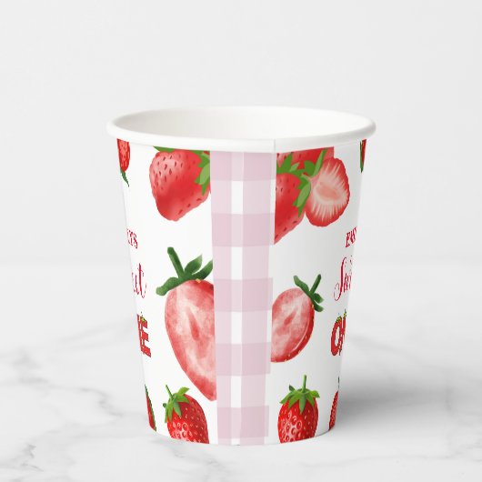 Aardbeienbes Zoete Verjaardag| Berry First Papieren Bekers (Rechts)