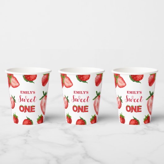 Aardbeienbes Zoete Verjaardag| Berry First Papieren Bekers (Multi)