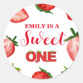 Aardbeienbes Zoete Verjaardag| Berry First Ronde Sticker (Voorkant)