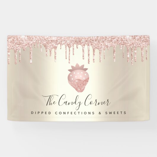 Aardbeienbeslag Roze Glitter Drift Gold Chic Spandoek (Horizontaal)