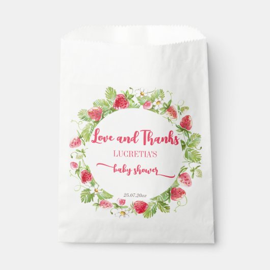 Aardbeienbessen baby shower bedankt bedankzakje (Voorkant)
