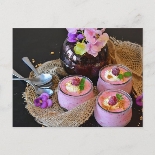 Aardbeienbessen dessert snoepjes na het oversteken briefkaart (Voorkant)