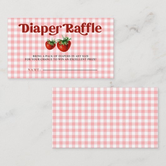 Aardbeienbessen Dweet Baby shower Diaper Raffle Informatiekaartje (Voorkant / Achterkant)