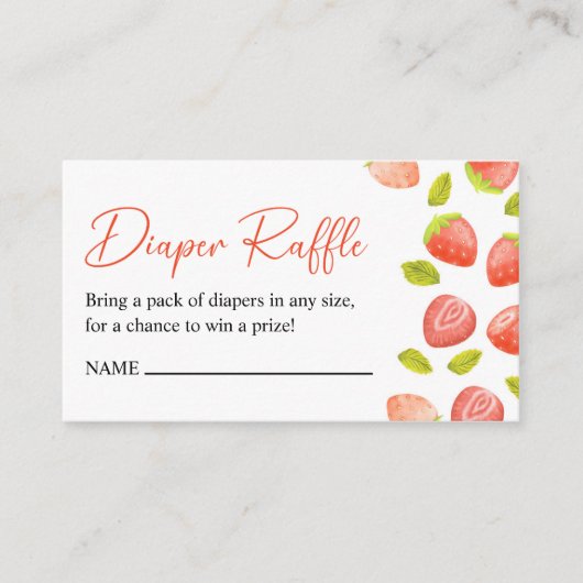 Aardbeienbessen Dweet Baby shower Diaper Raffle Informatiekaartje (Voorkant)