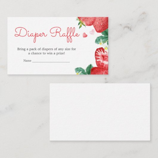 Aardbeienbessen Dweet Baby shower Diaper Raffle Informatiekaartje (Voorkant / Achterkant)