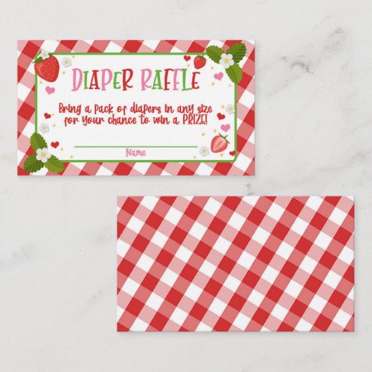 Aardbeienbessen Dweet Baby shower Diaper Raffle Informatiekaartje (Voorkant / Achterkant)