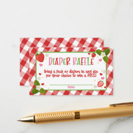 Aardbeienbessen Dweet Baby shower Diaper Raffle Informatiekaartje