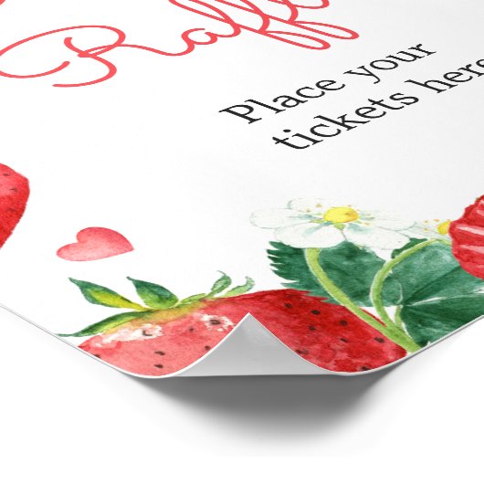 Aardbeienbessen Dweet Baby shower Diaper Raffle Poster (Hoek)