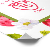 Aardbeienbessen eerste 1e verjaardag mijlpalen poster (Hoek)