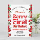 Aardbeienbessen Eerste 1e verjaardagsfeestje Kaart (Staand voorkant)