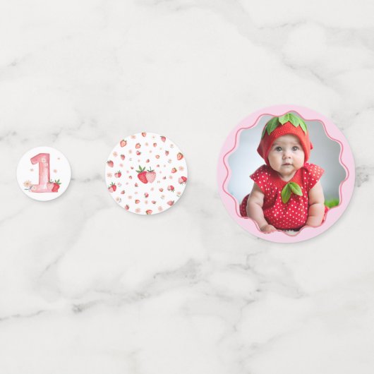 Aardbeienbessen eerste tafel confetti (Voorkanten)