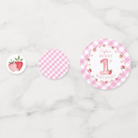 Aardbeienbessen eerste tafel confetti (Achterkanten)