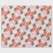 Aardbeienbessen Eerste Verjaardag Naam Cadeaupapier (Vlak)