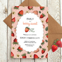 Aardbeienbessen Eerste Verjaardag Vintage