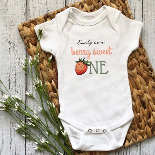 Aardbeienbessen Eerste Verjaardag Vintage Romper