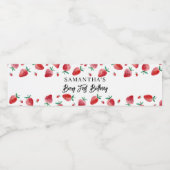 Aardbeienbessen eerste verjaardag waterflesetiket waterfles etiket (Enkel label)