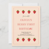 Aardbeienbessen Fruit Verjaardagsfeest Uitnodiging (Voorkant)