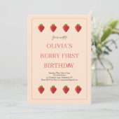 Aardbeienbessen Fruit Verjaardagsfeest Uitnodiging (Staand voorkant)