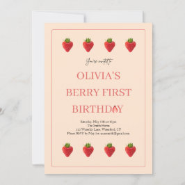 Aardbeienbessen Fruit Verjaardagsfeest Uitnodiging