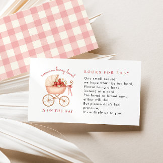 Aardbeienbessen hielden van boeken voor Baby showe Informatiekaartje