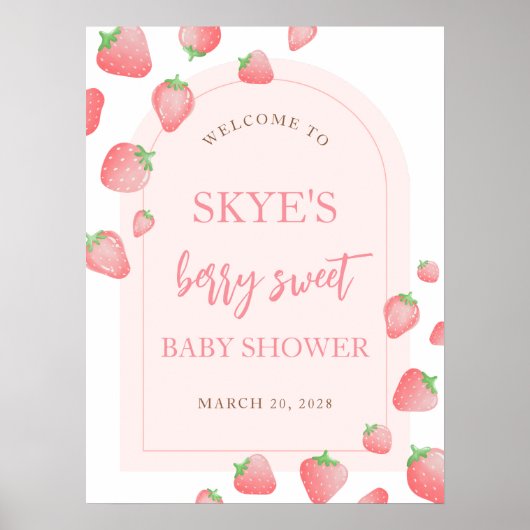 Aardbeienbessen Sweet Boho Welkomstbord Poster (Voorkant)