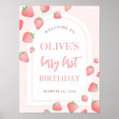 Aardbeienbessen Sweet Boho Welkomstbord Poster (Voorkant)