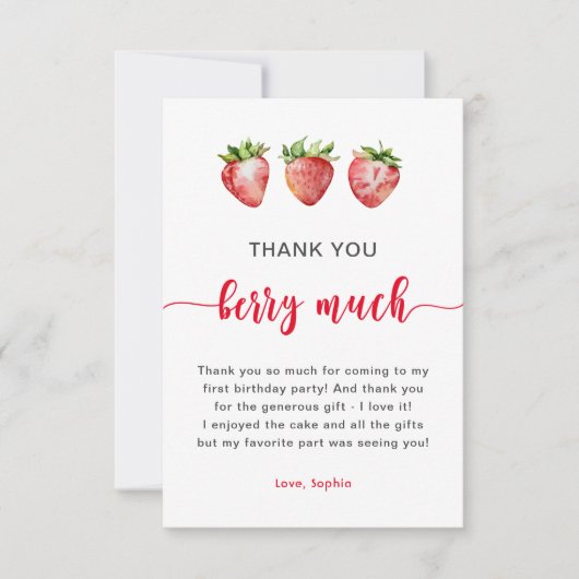 Aardbeienbessen veel bedankkaart (Voorkant)